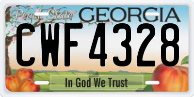 GA license plate CWF4328