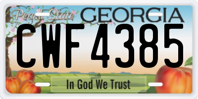 GA license plate CWF4385