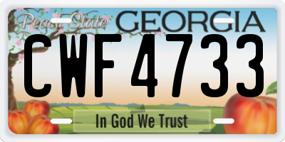 GA license plate CWF4733