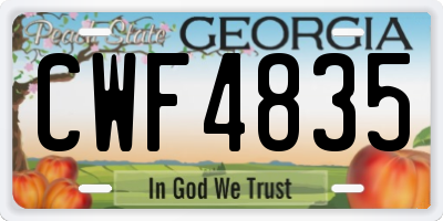 GA license plate CWF4835