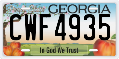GA license plate CWF4935