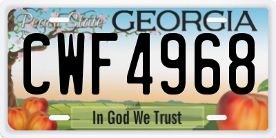 GA license plate CWF4968