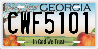 GA license plate CWF5101