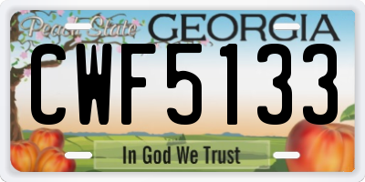 GA license plate CWF5133