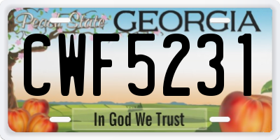 GA license plate CWF5231
