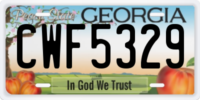 GA license plate CWF5329