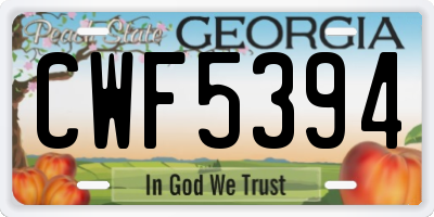 GA license plate CWF5394