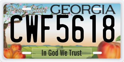 GA license plate CWF5618
