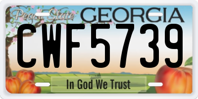 GA license plate CWF5739