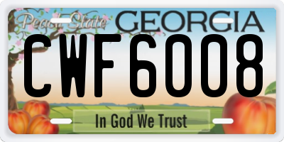 GA license plate CWF6008