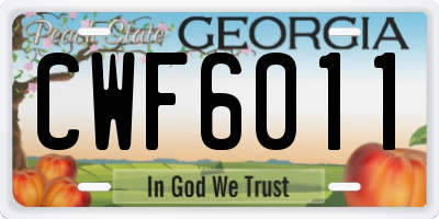 GA license plate CWF6011