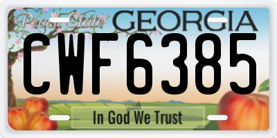 GA license plate CWF6385