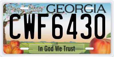 GA license plate CWF6430