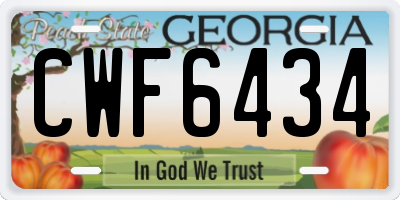 GA license plate CWF6434