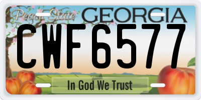 GA license plate CWF6577