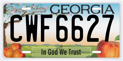 GA license plate CWF6627