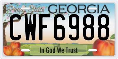 GA license plate CWF6988