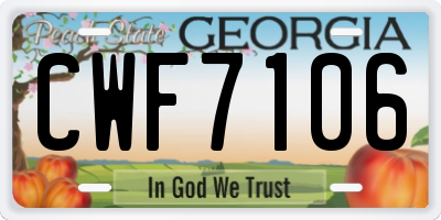 GA license plate CWF7106