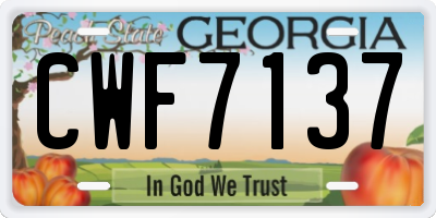 GA license plate CWF7137