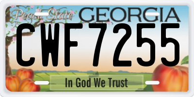 GA license plate CWF7255