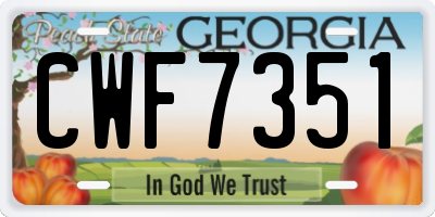 GA license plate CWF7351