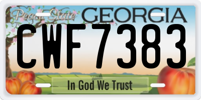 GA license plate CWF7383