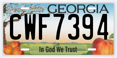 GA license plate CWF7394