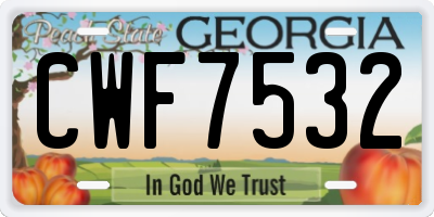 GA license plate CWF7532