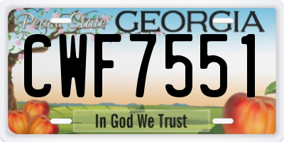 GA license plate CWF7551