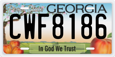 GA license plate CWF8186