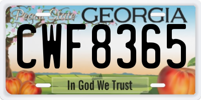 GA license plate CWF8365