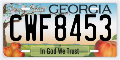GA license plate CWF8453