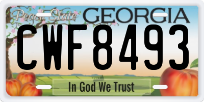 GA license plate CWF8493