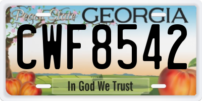 GA license plate CWF8542
