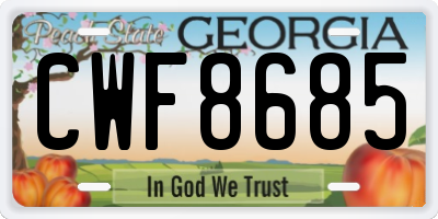 GA license plate CWF8685