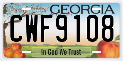 GA license plate CWF9108