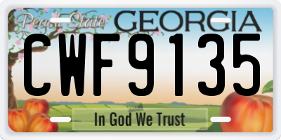GA license plate CWF9135