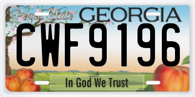 GA license plate CWF9196