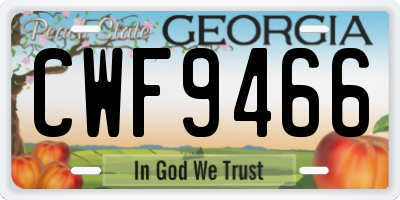 GA license plate CWF9466