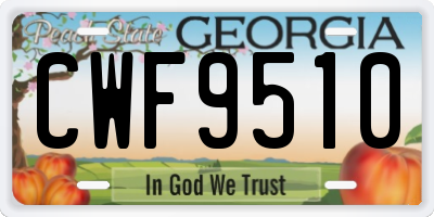 GA license plate CWF9510