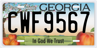 GA license plate CWF9567