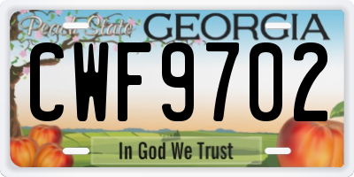 GA license plate CWF9702