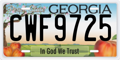 GA license plate CWF9725