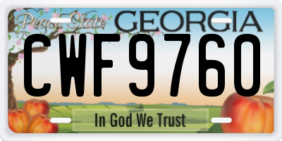 GA license plate CWF9760