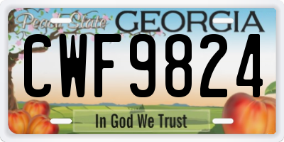 GA license plate CWF9824