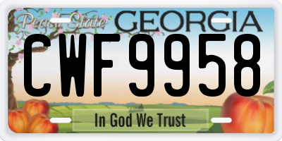 GA license plate CWF9958