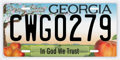 GA license plate CWG0279