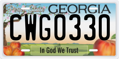GA license plate CWG0330
