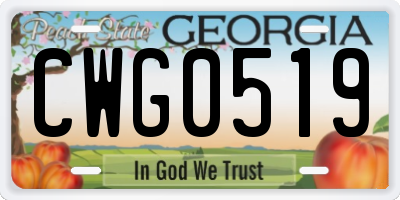 GA license plate CWG0519