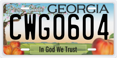 GA license plate CWG0604